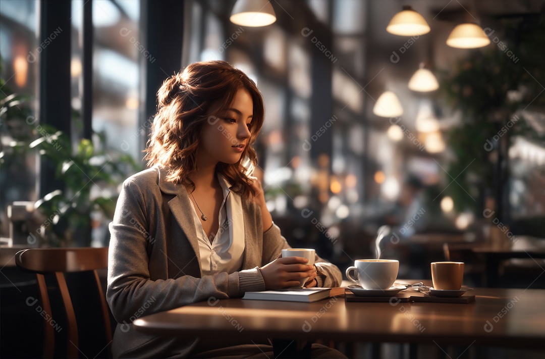 Linda mulher empresária sobre restaurante