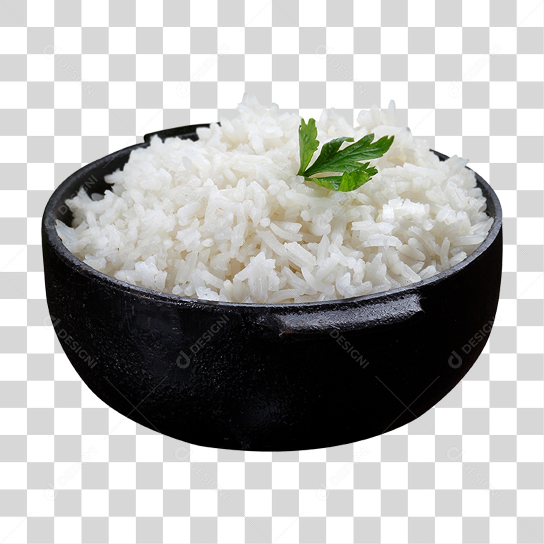 Tigela com Arroz e Coentro PNG Transparente