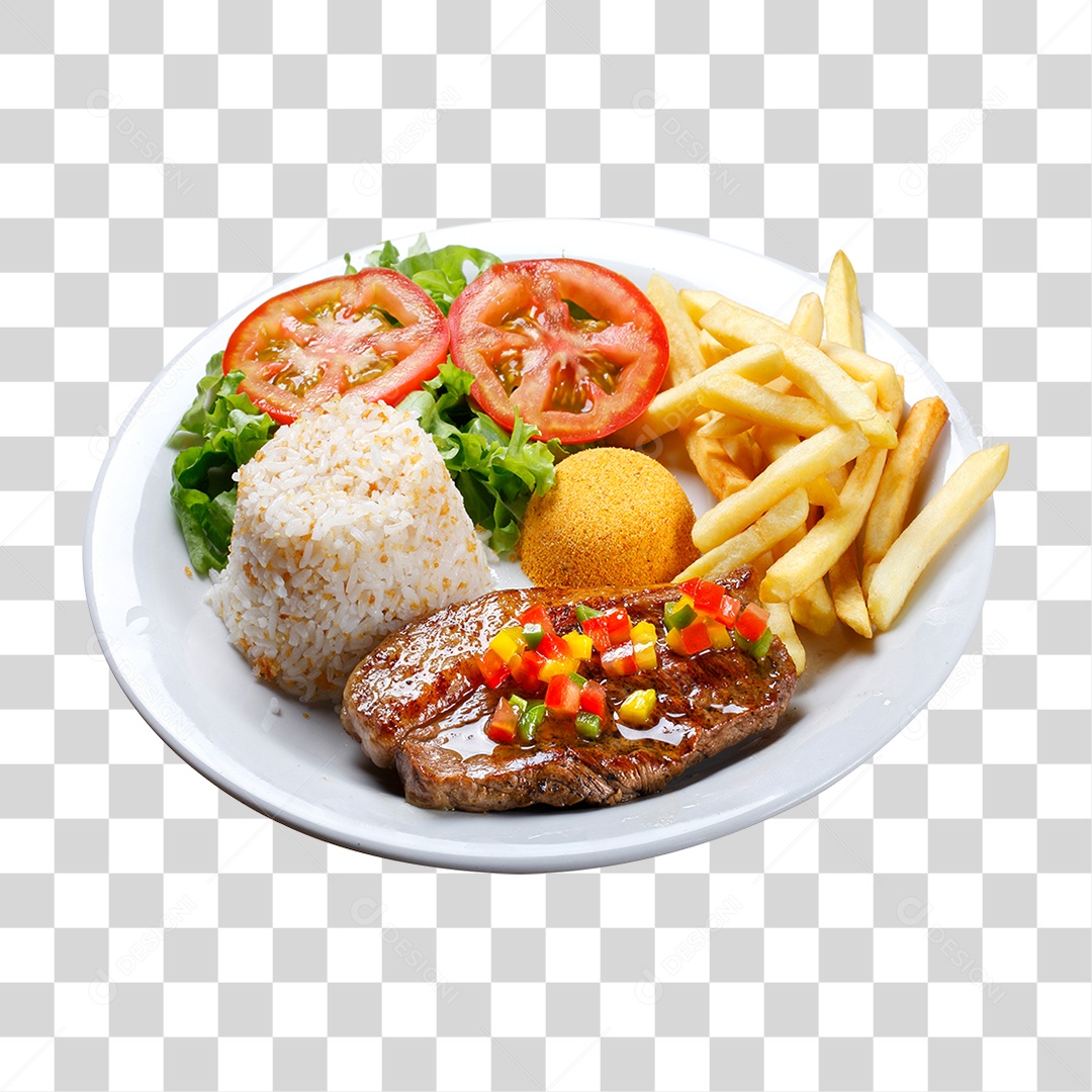 Prato de Comida Servido PNG Transparente