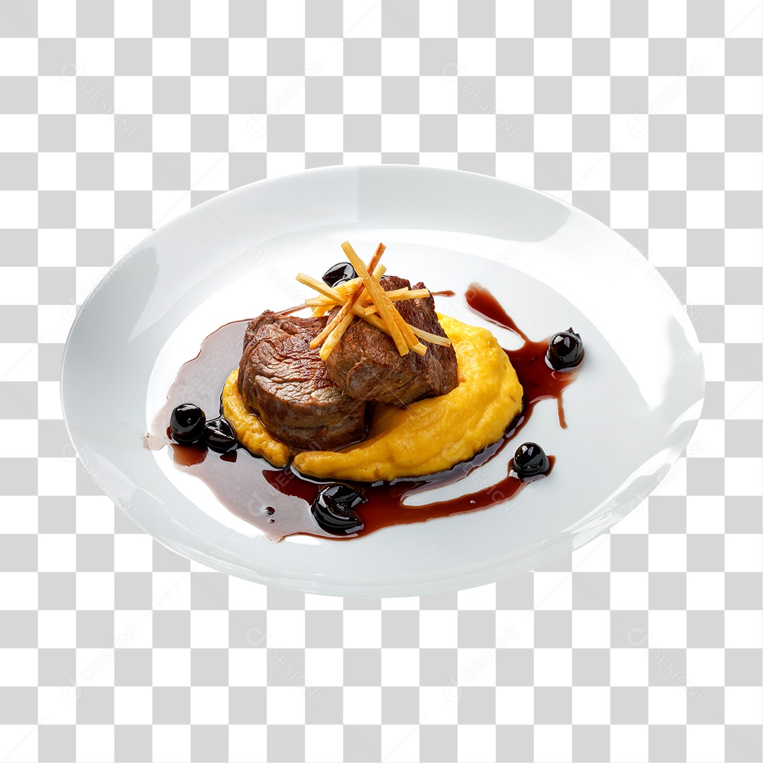 Prato com Filé e Calda PNG Transparente