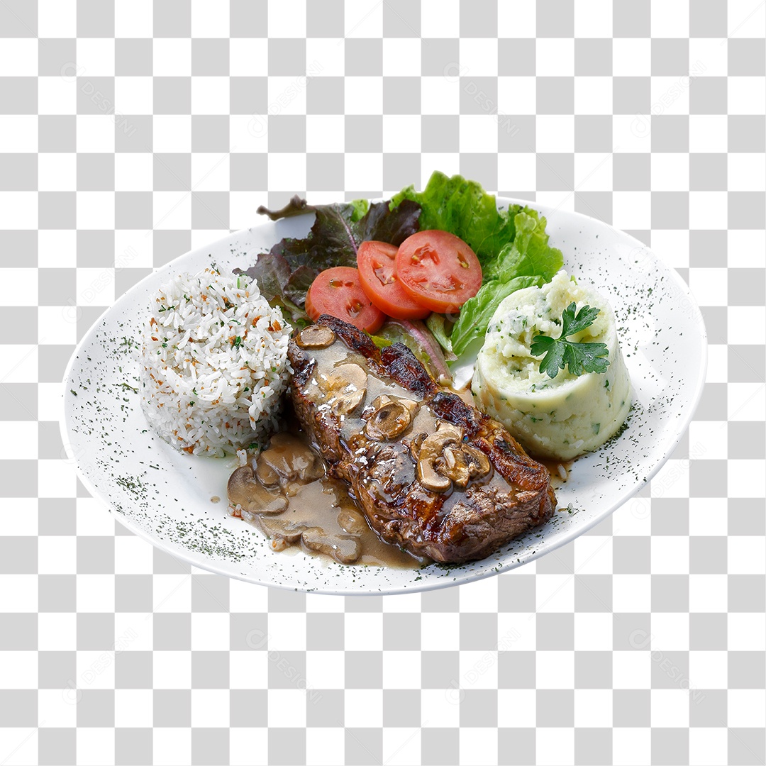 Prato de Comida Servido PNG Transparente