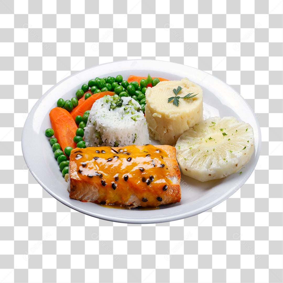 Salmão e Marmita PNG Transparente