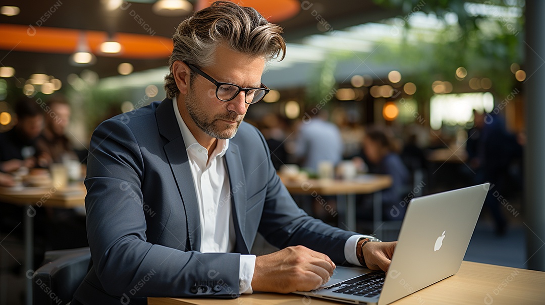 Empresário de sucesso cuidando de negócios usando notebook