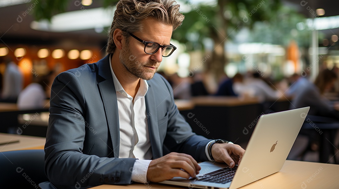 Empresário de sucesso cuidando de negócios usando notebook