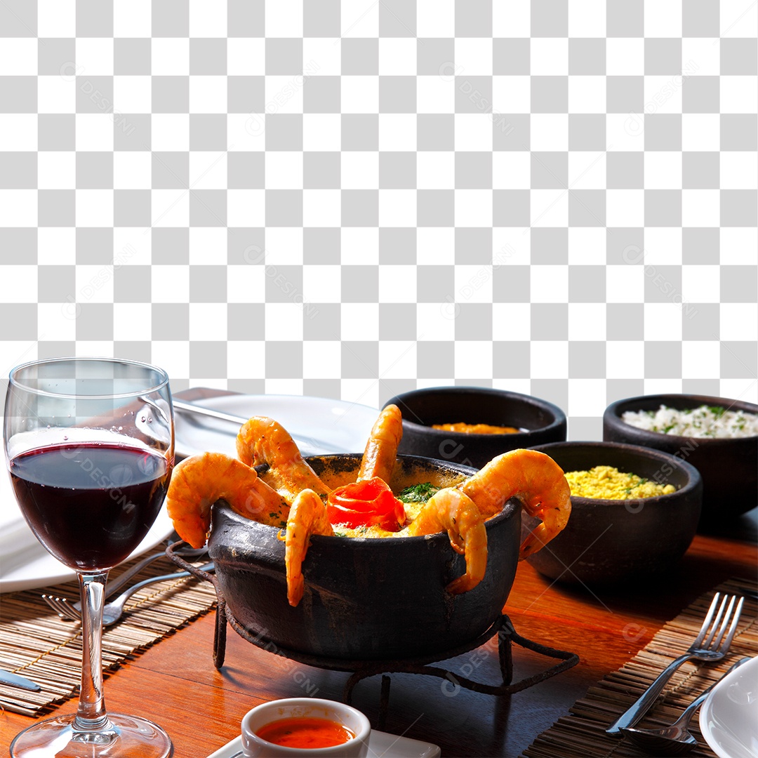 Moqueca de Peixe e Camarão em Tigela PNG Transparente