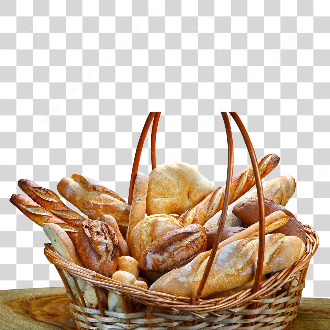 Pão Frances em Cesta PNG Transparente