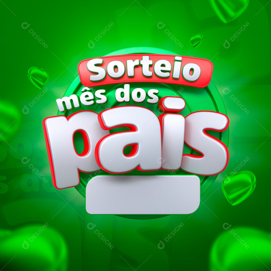 Sorteio Mês dos Pais Selo 3D Verde para Composição PSD