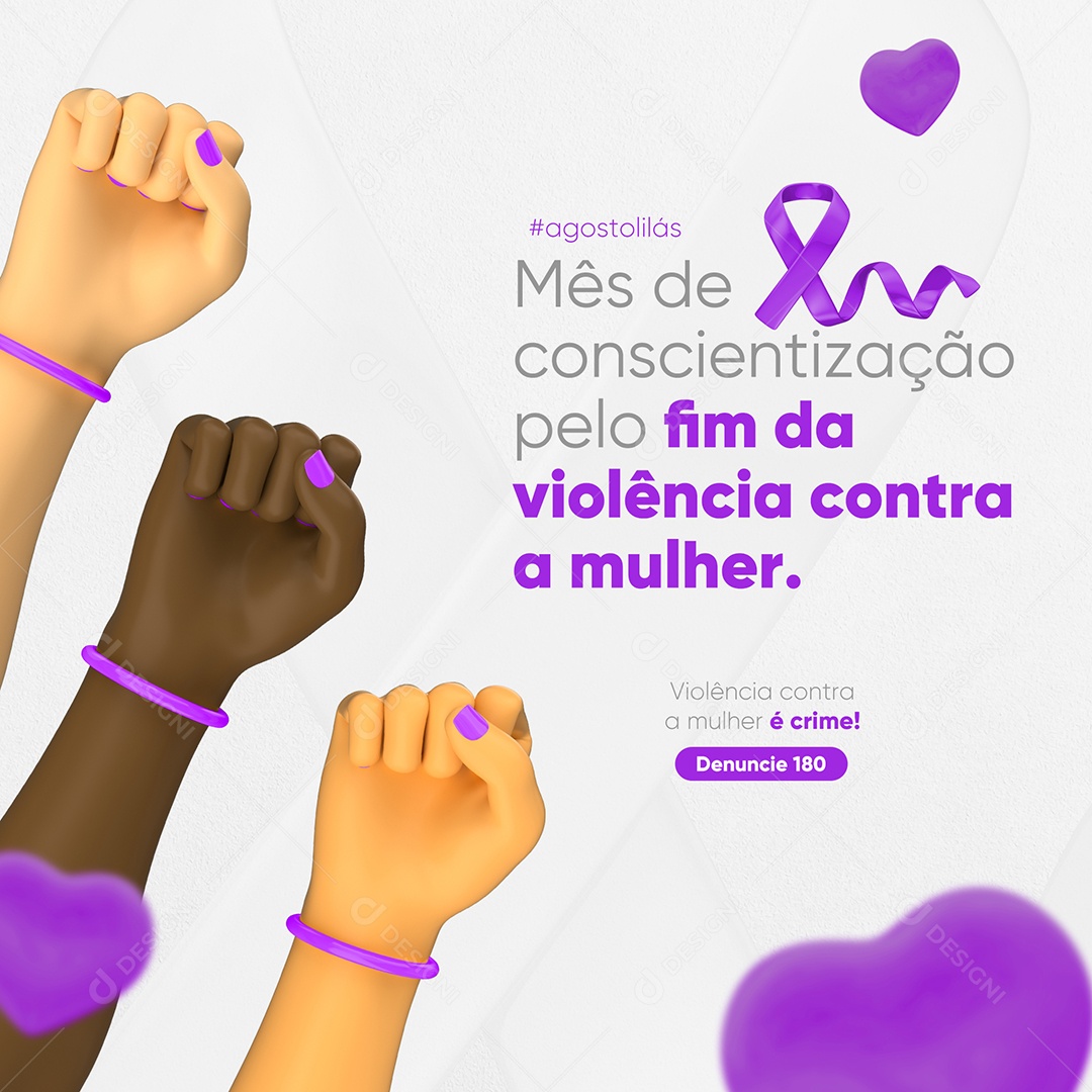 Fim da Violência Contra a Mulher Social Media PSD Editável