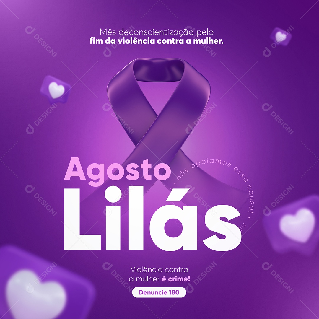Agosto Lilás Social Media PSD Editável