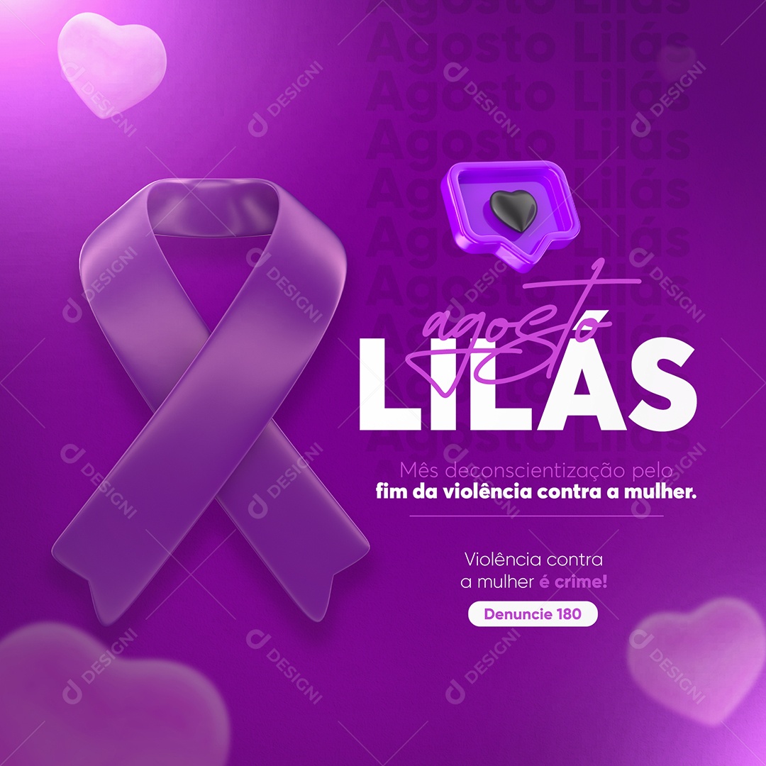 Agosto Lilás Social Media PSD Editável