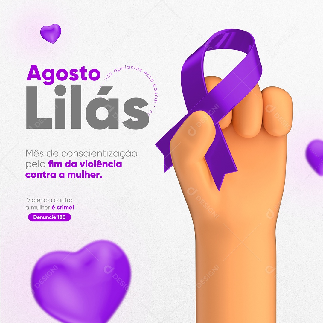 Agosto Lilás Social Media PSD Editável