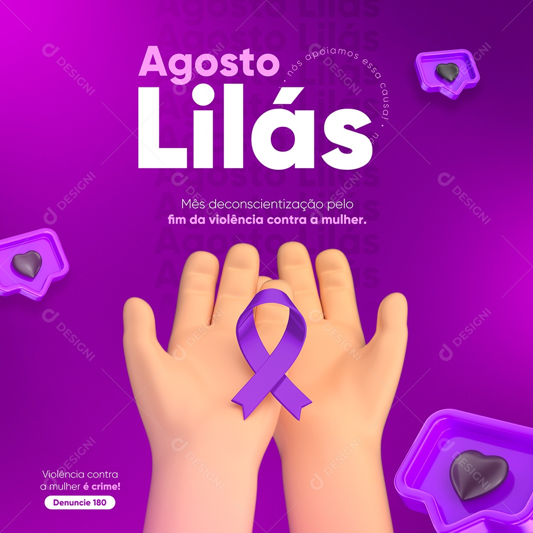 Agosto Lilás Social Media PSD Editável