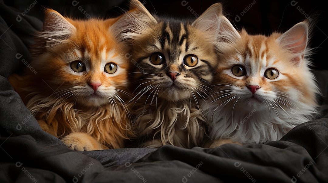 Um grupo de gatinhos adoráveis aconchegados juntos