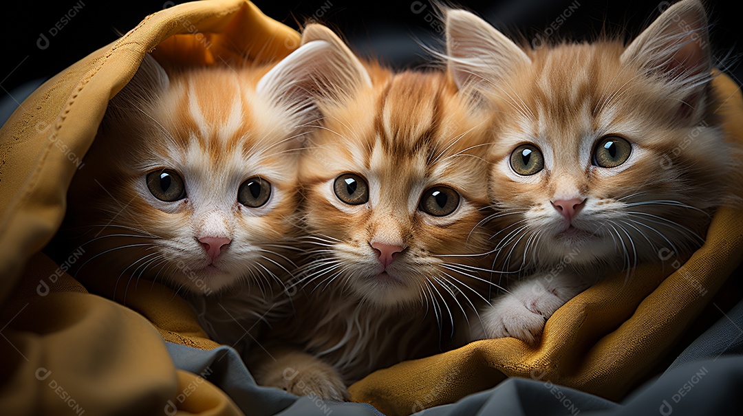 Um grupo de gatinhos adoráveis aconchegados juntos