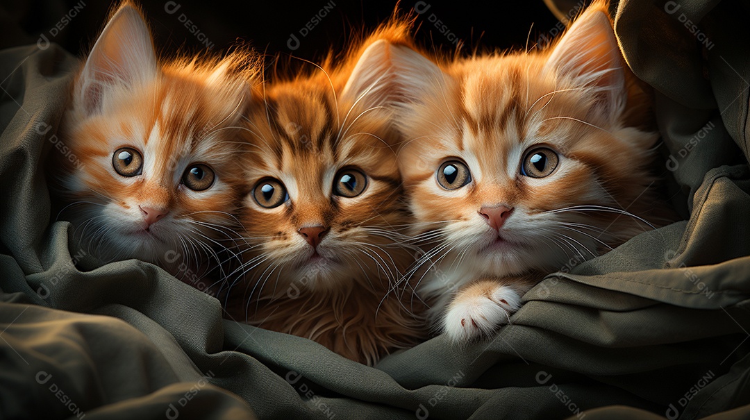 Um grupo de gatinhos adoráveis aconchegados juntos