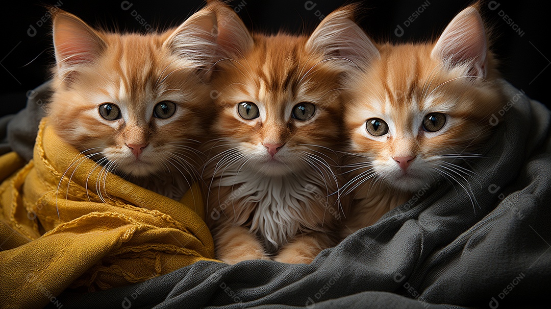 Um grupo de gatinhos adoráveis aconchegados juntos