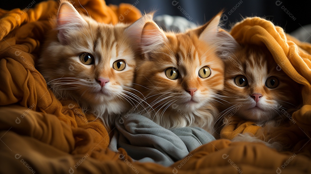 Um grupo de gatinhos adoráveis aconchegados juntos