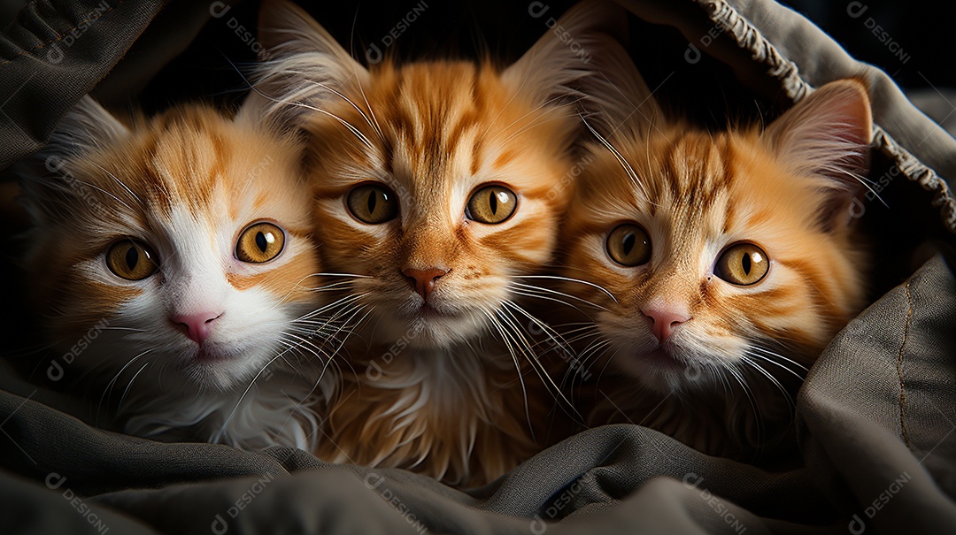 Um grupo de gatinhos adoráveis aconchegados juntos