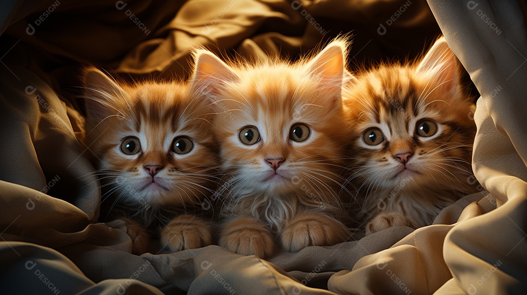 Um grupo de gatinhos adoráveis aconchegados juntos