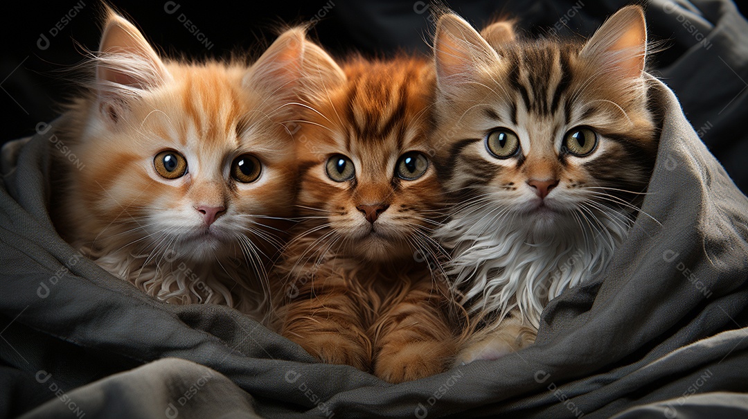Um grupo de gatinhos adoráveis aconchegados juntos