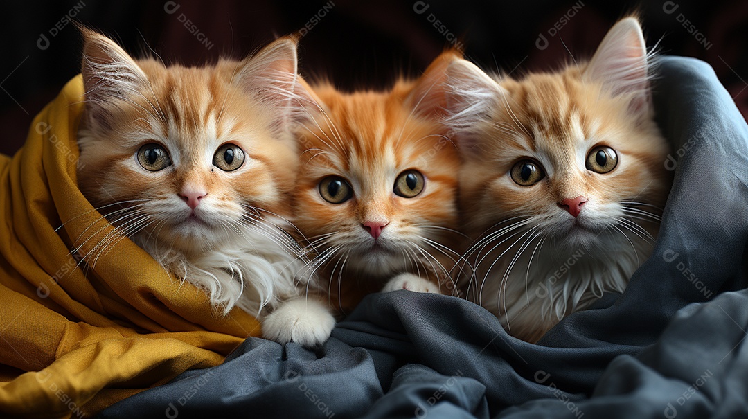 Um grupo de gatinhos adoráveis aconchegados juntos