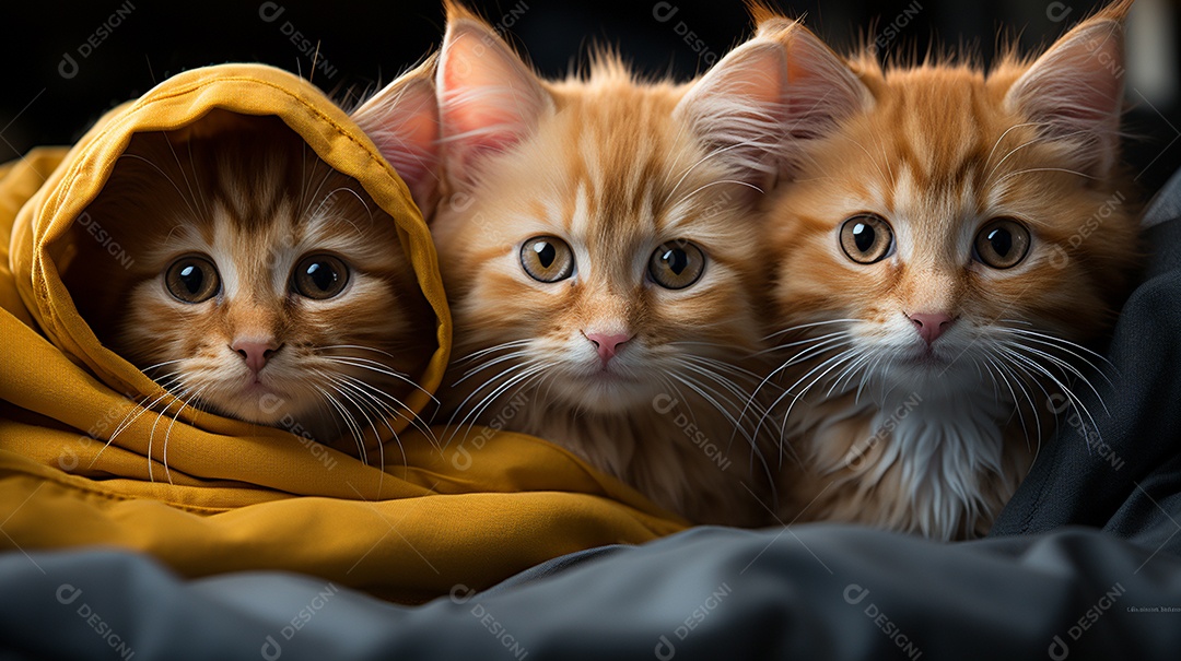Um grupo de gatinhos adoráveis aconchegados juntos
