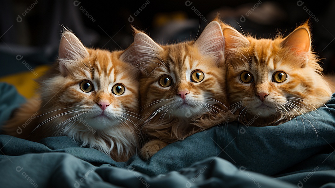 Um grupo de gatinhos adoráveis aconchegados juntos