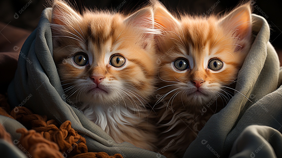 Um grupo de gatinhos adoráveis aconchegados juntos