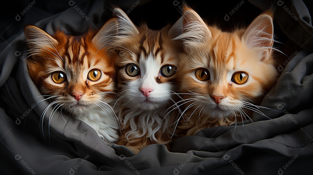 Um grupo de gatinhos adoráveis aconchegados juntos