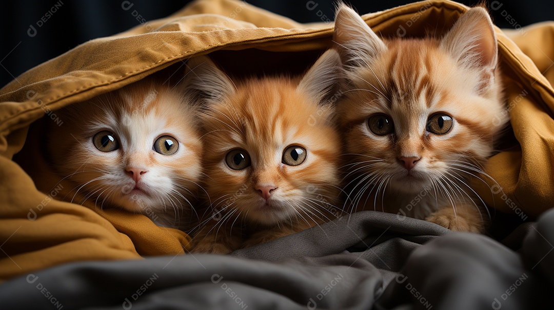 Um grupo de gatinhos adoráveis aconchegados juntos