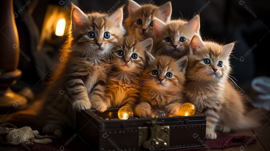 Um grupo de gatinhos adoráveis aconchegados juntos