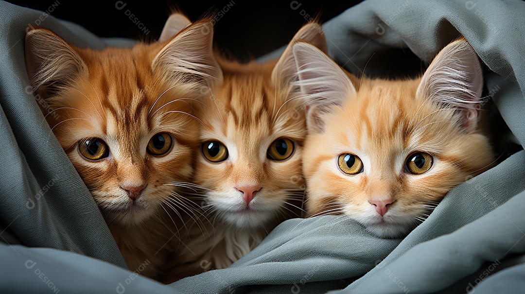 Um grupo de gatinhos adoráveis aconchegados juntos