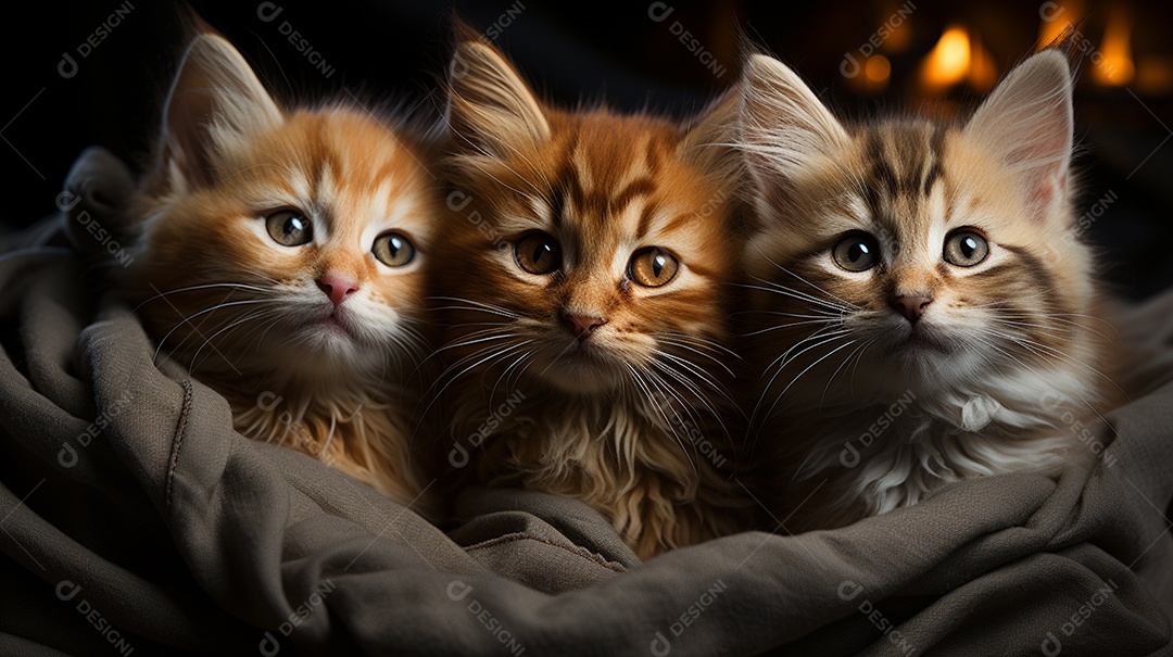 Um grupo de gatinhos adoráveis aconchegados juntos