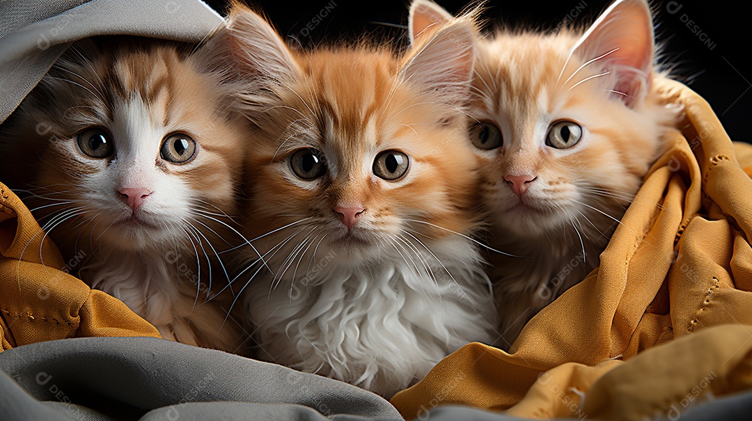 Um grupo de gatinhos adoráveis aconchegados juntos