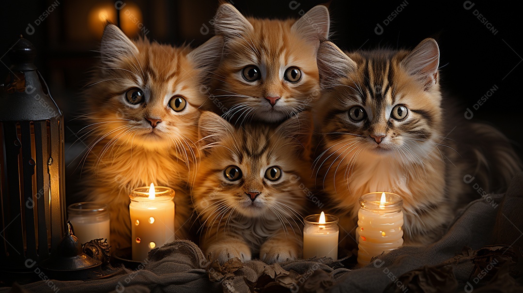 Um grupo de gatinhos adoráveis aconchegados juntos