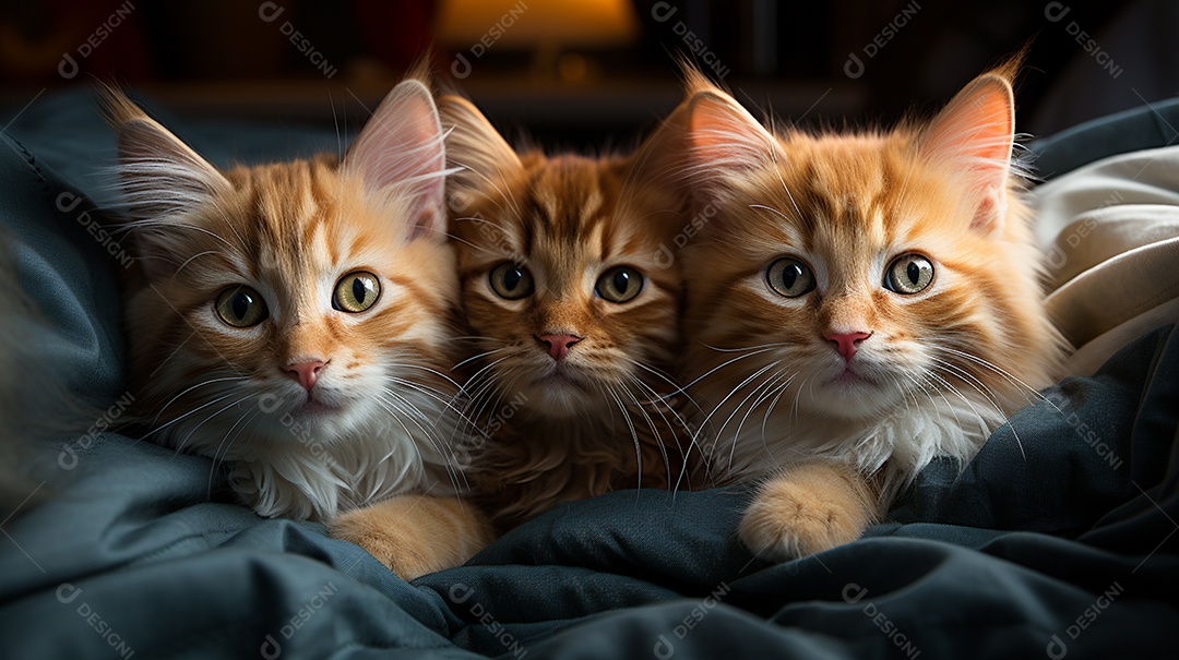 Um grupo de gatinhos adoráveis aconchegados juntos