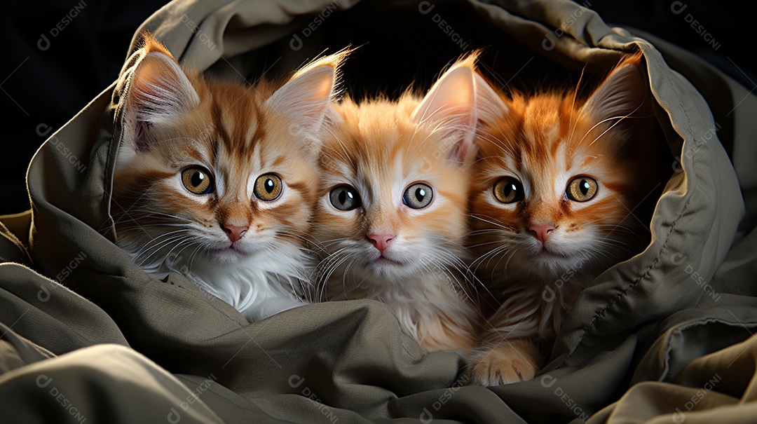 Um grupo de gatinhos adoráveis aconchegados juntos