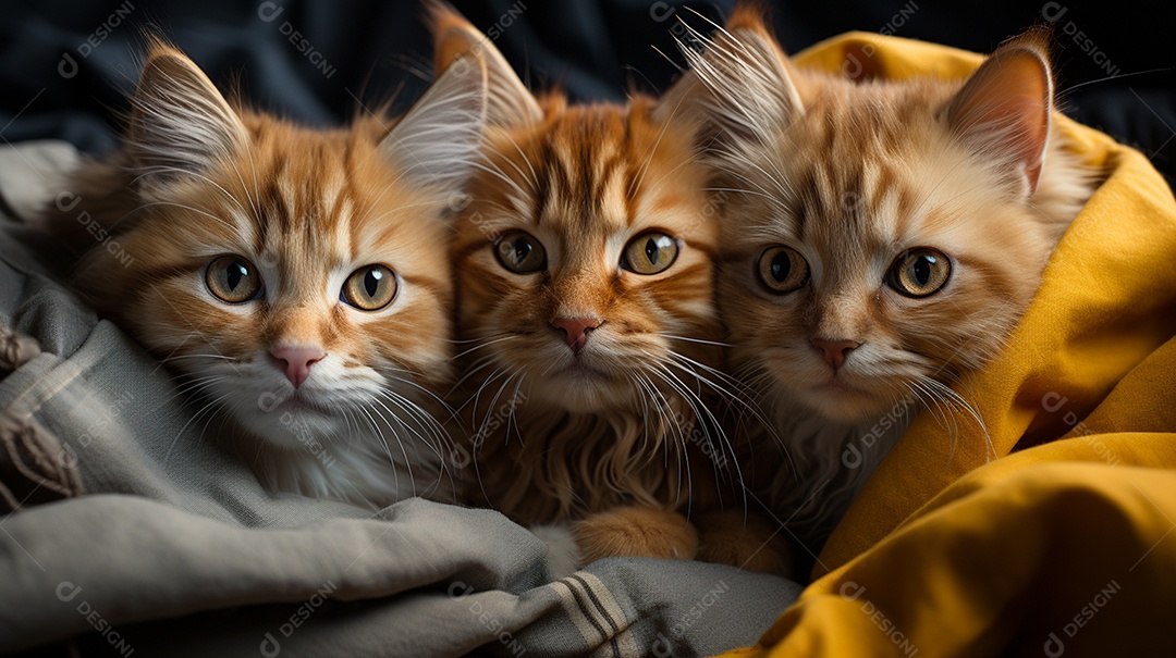 Um grupo de gatinhos adoráveis aconchegados juntos