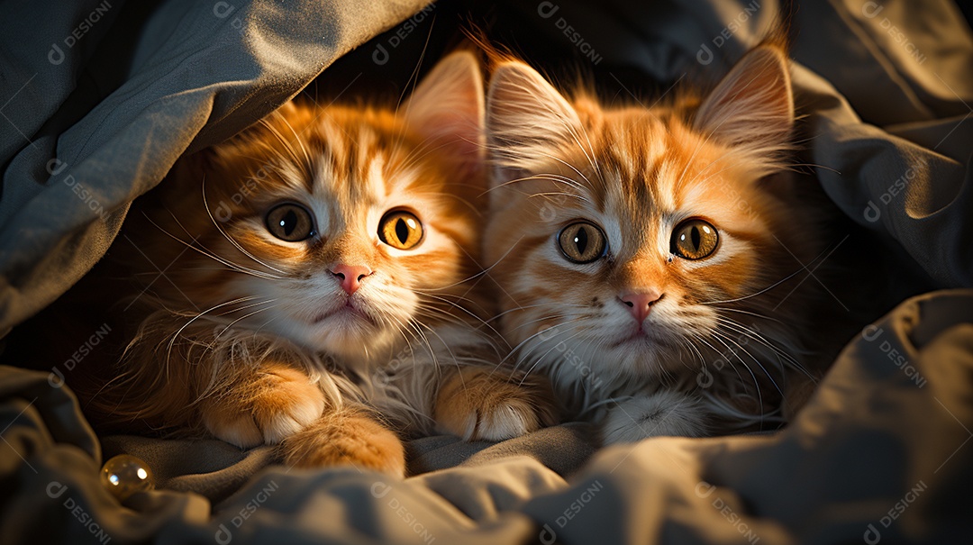 Um grupo de gatinhos adoráveis aconchegados juntos