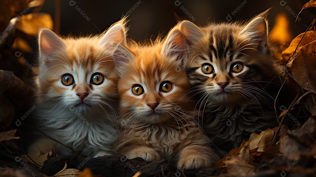 Um grupo de gatinhos adoráveis aconchegados juntos