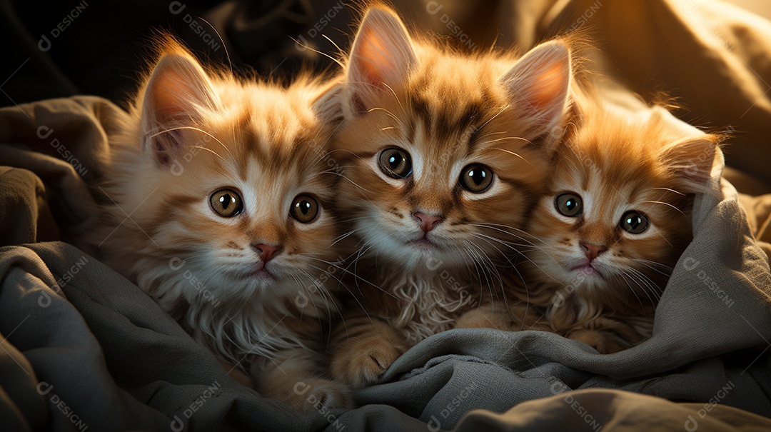 Um grupo de gatinhos adoráveis aconchegados juntos
