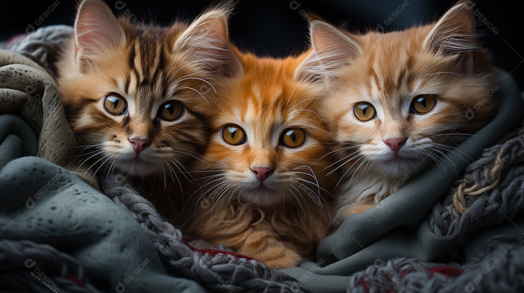 Um grupo de gatinhos adoráveis aconchegados juntos