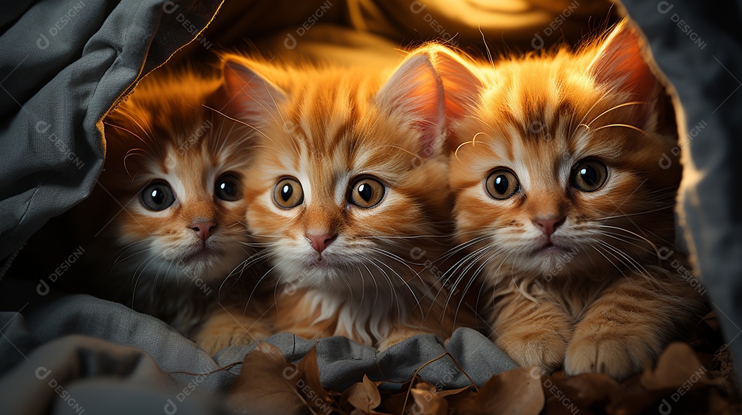 Um grupo de gatinhos adoráveis aconchegados juntos