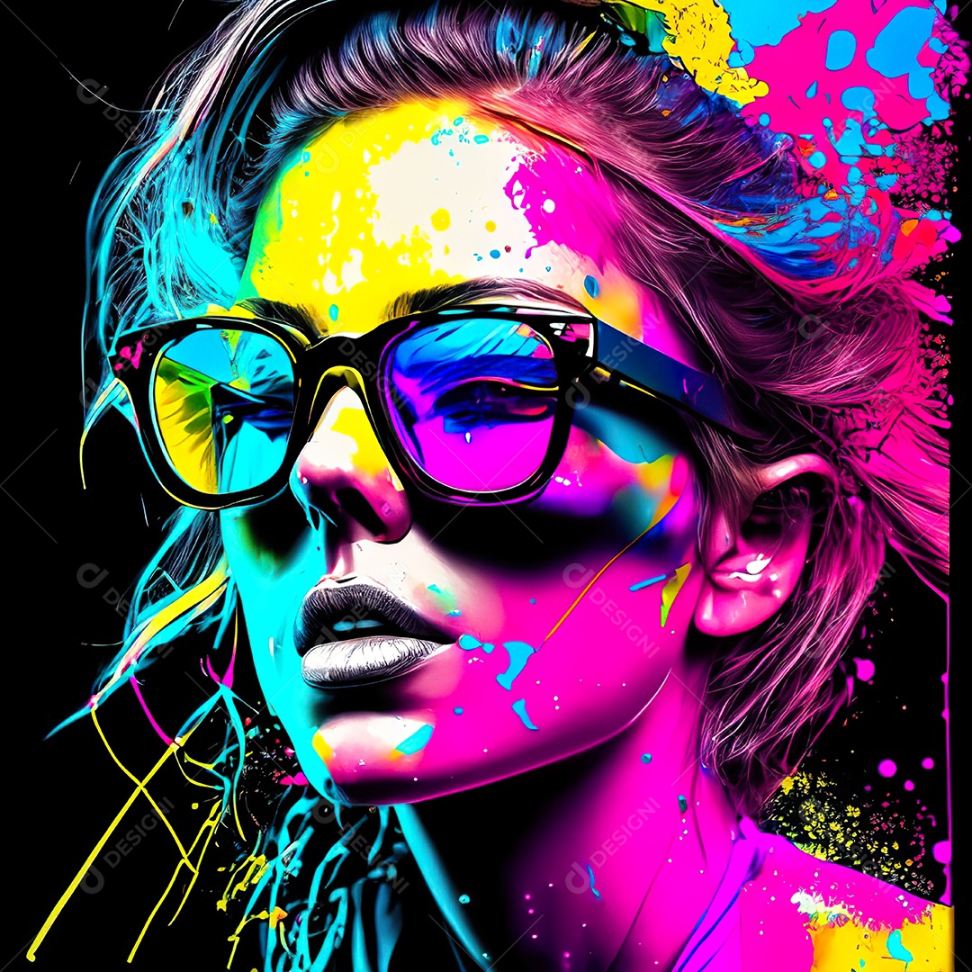 Colorido sem fundo a mulher esboço tinta