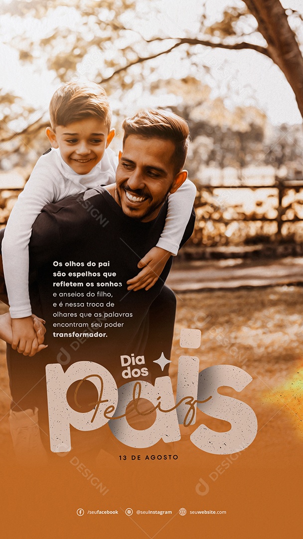 Social Media Feliz Dia Dos Pais 13 De Agosto PSD Editável