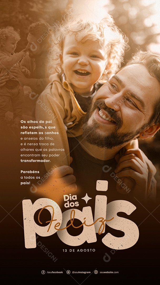Feliz Dia Dos Pais 13 De Agosto Social Media PSD Editável