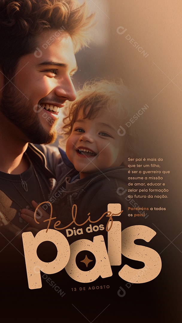 Feliz Dia Dos Pais 13 De Agosto Parabéns a Todos Social Media PSD Editável