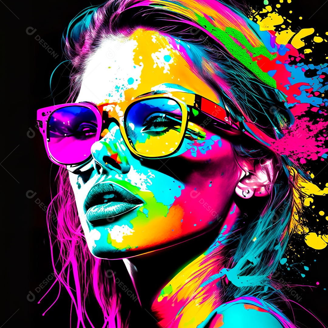 Colorido sem fundo a mulher esboço tinta