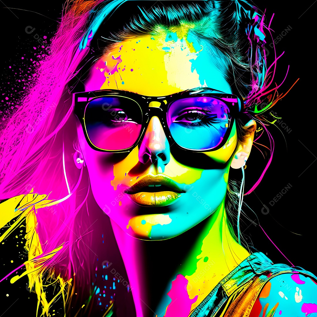 Colorido sem fundo a mulher esboço tinta