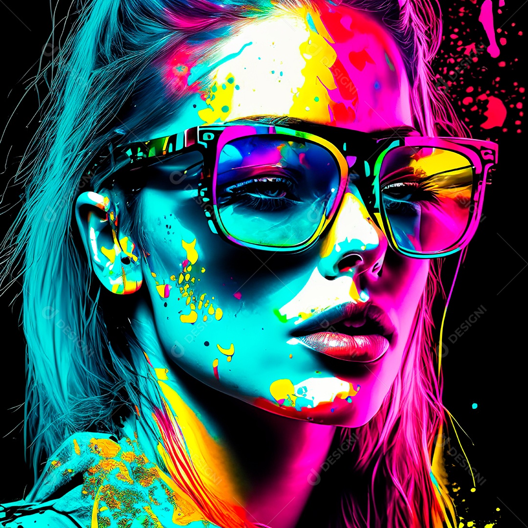 Colorido sem fundo a mulher esboço tinta